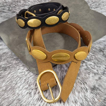 Suede Oval Concho Buckle Belt