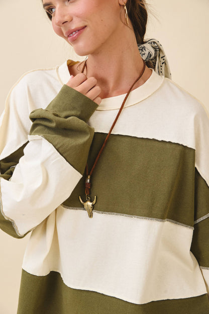 Long Sleeve Color Block Top