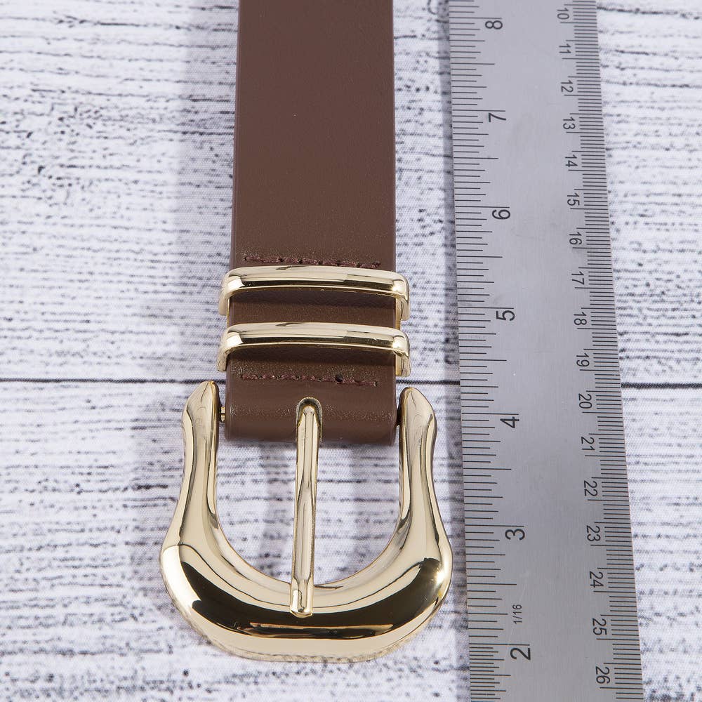 Wide Pu Belt With Organic Asymmetric Buckle