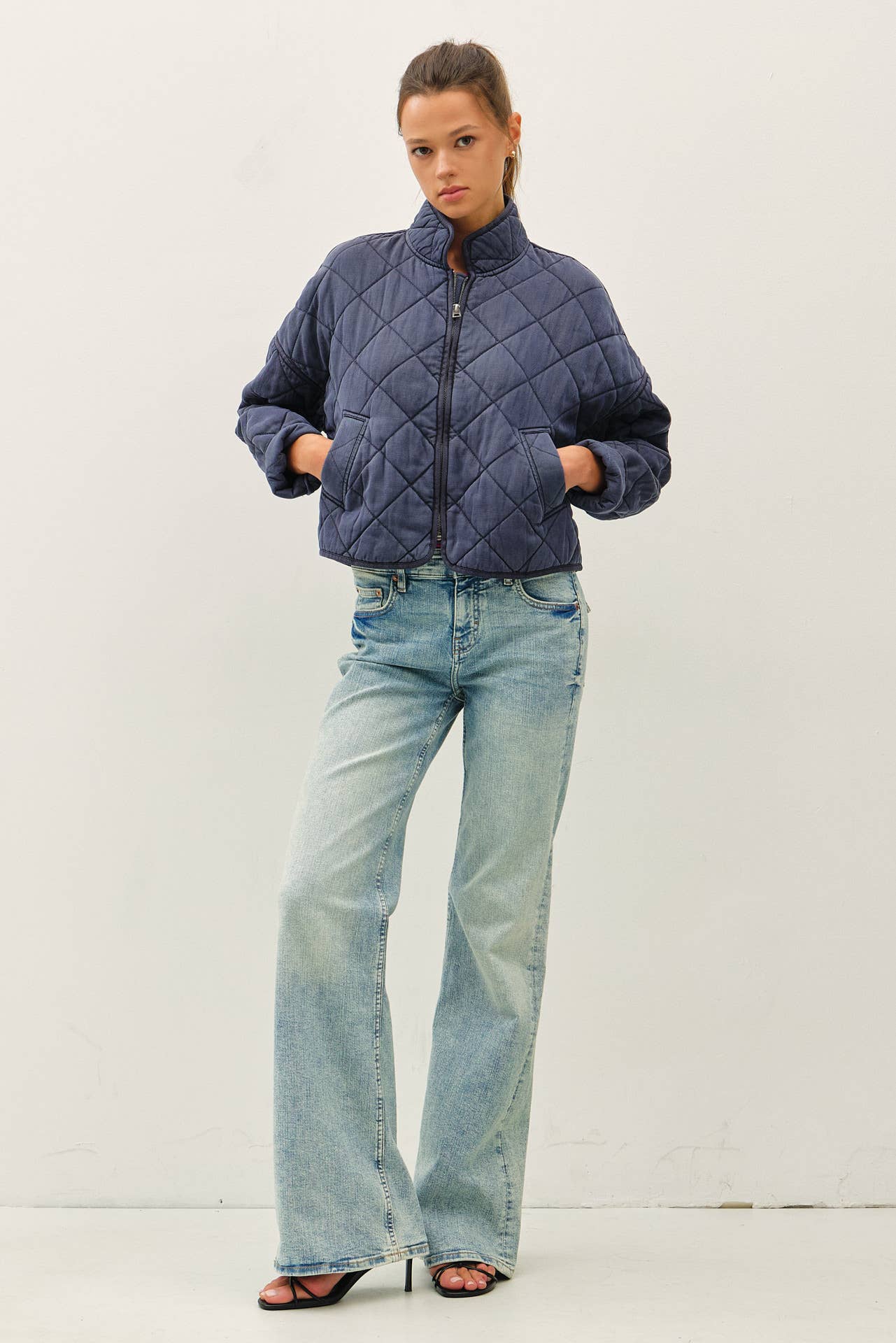 Garment Washed Quilt Crop Jacket
