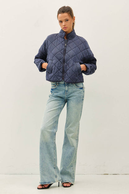 Garment Washed Quilt Crop Jacket