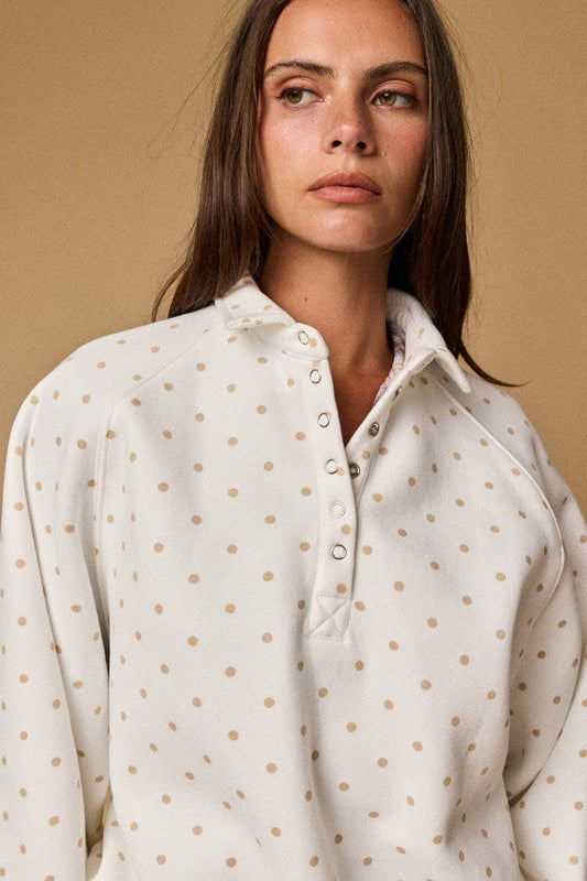 Addison Polka Dot Snap Button Pullover