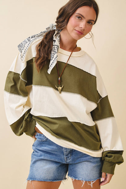 Long Sleeve Color Block Top