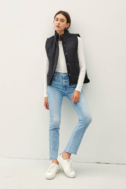 Suede-Like Puffer Vest