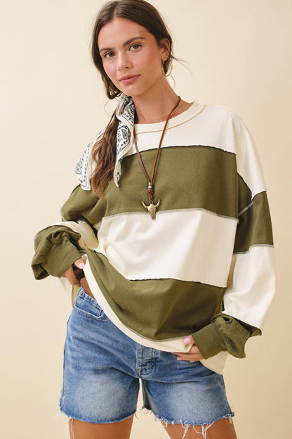 Long Sleeve Color Block Top