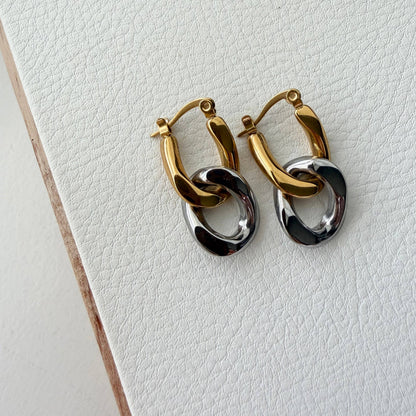 Two Tone Convertible Hoop Earrings | Waterproof, Stainless