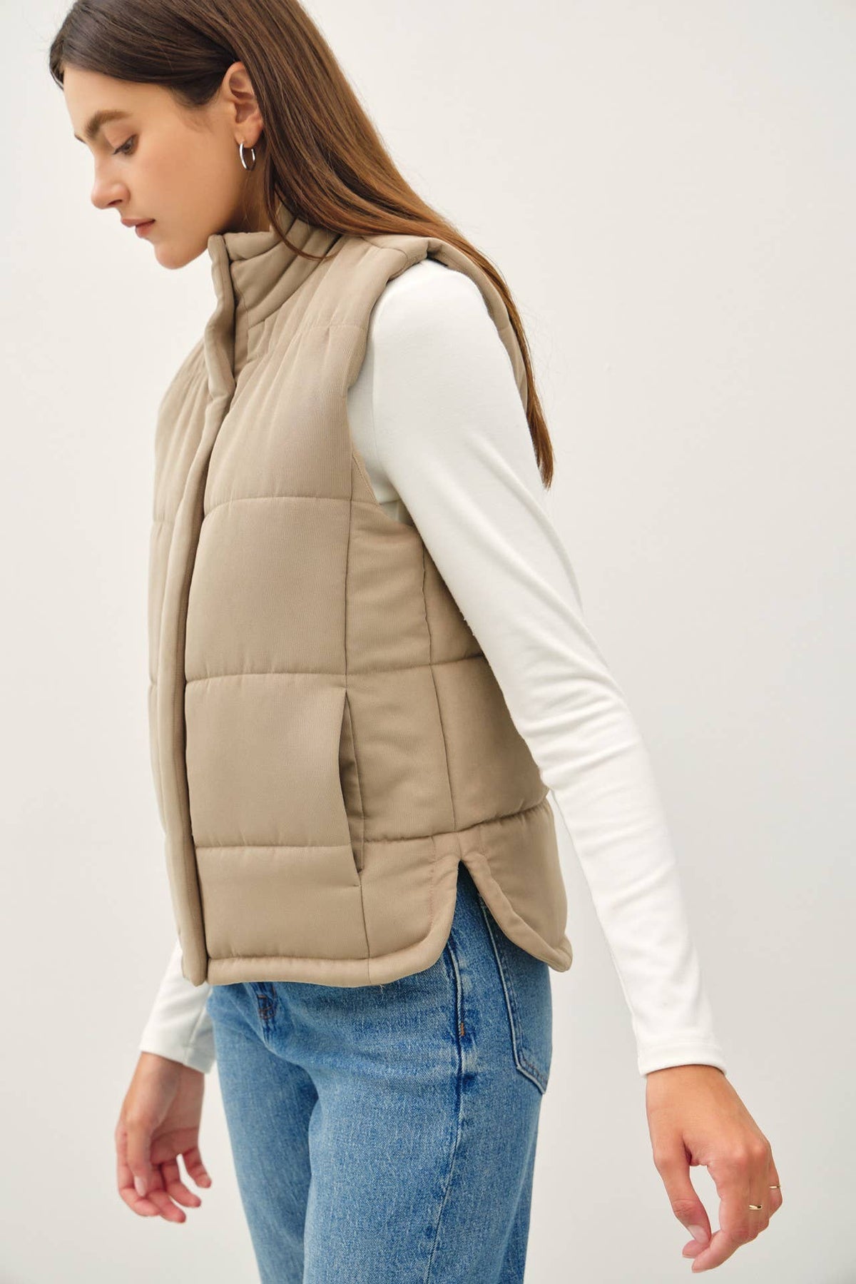 Suede-Like Puffer Vest