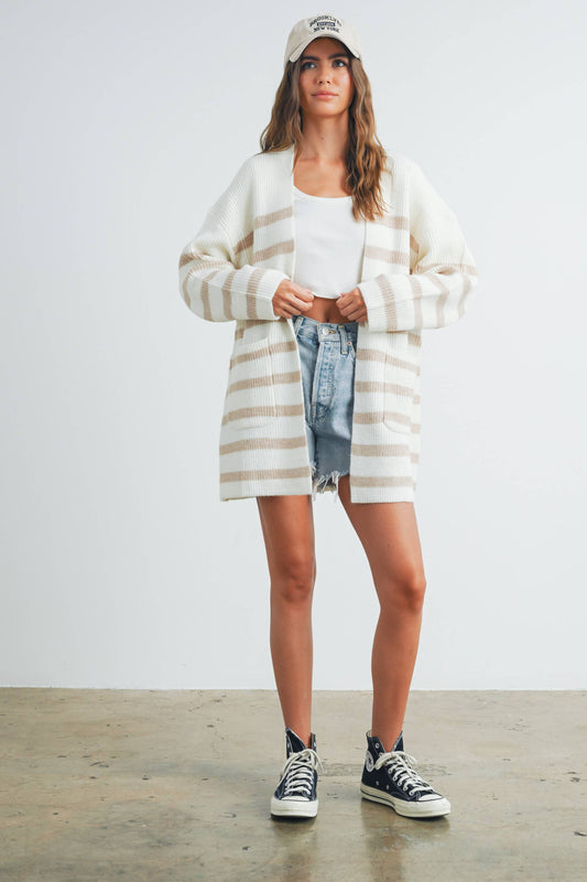 Knitted Stripe Maxi Cardigan