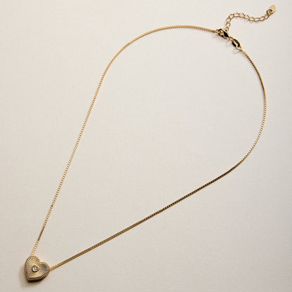 Gold Filled Heart Locket Necklace with Cubic Zirconia Accent