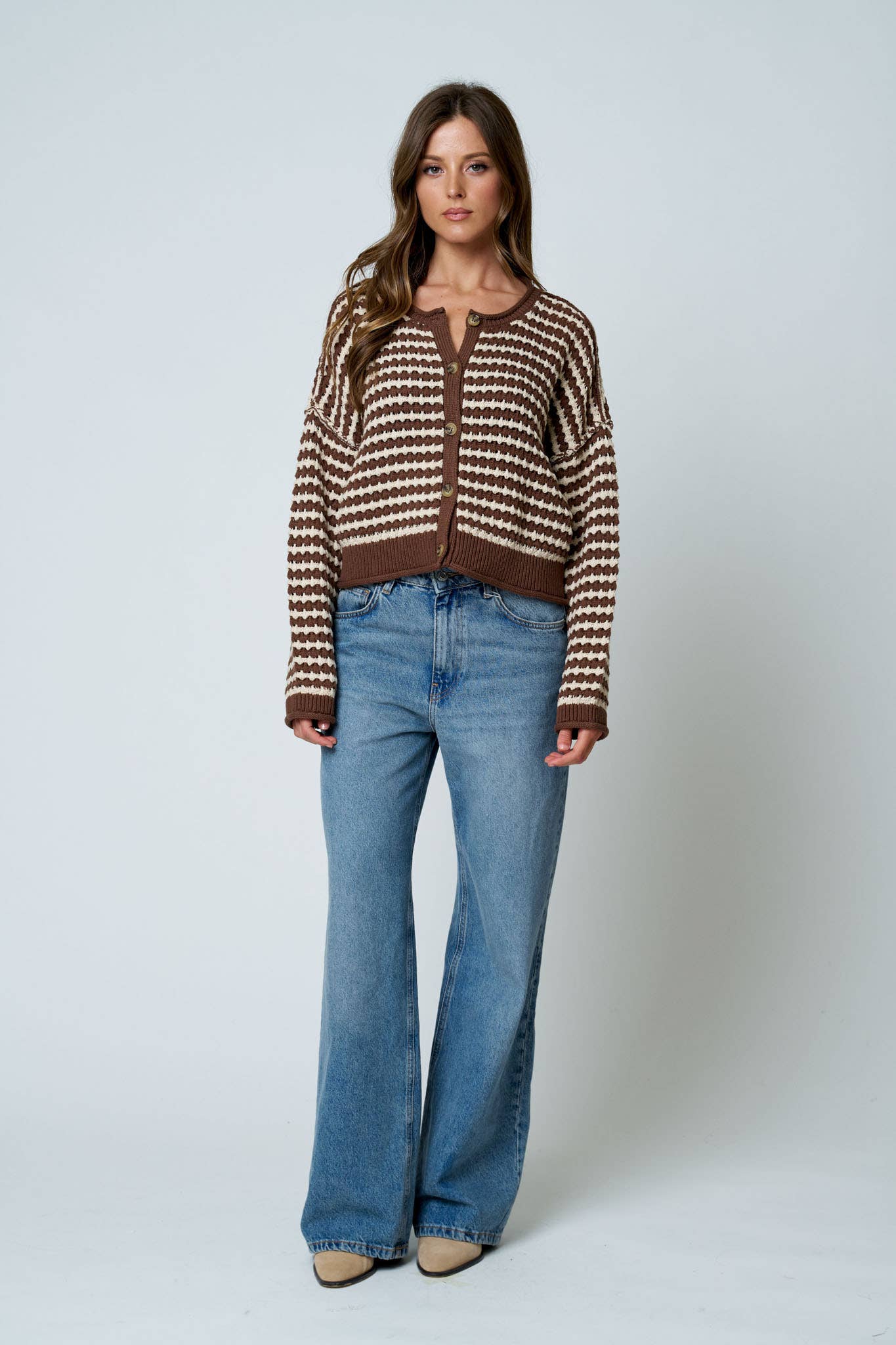 Textured Stripe Crochet Cardigan