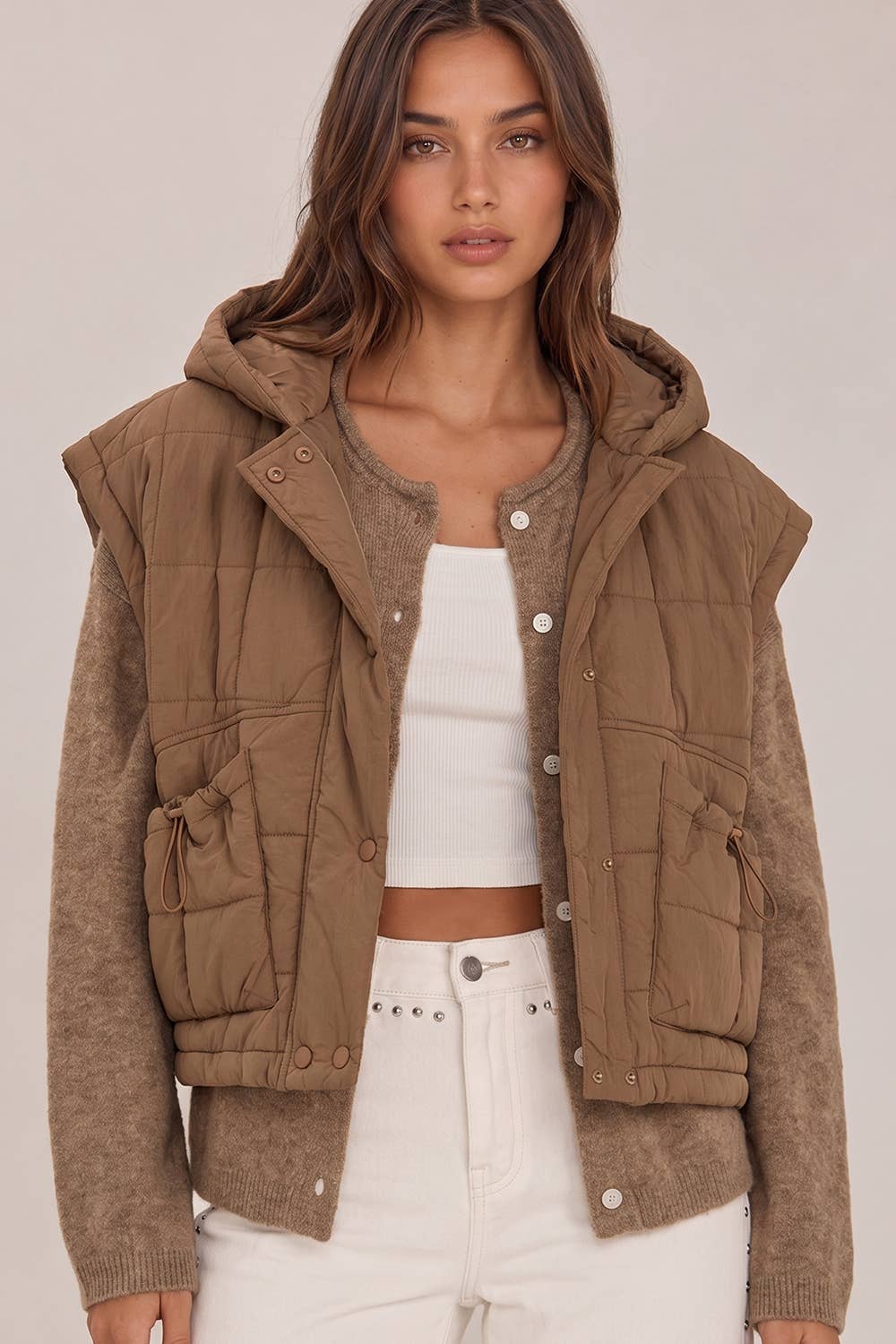 Quilted Hooded Puffer Vest