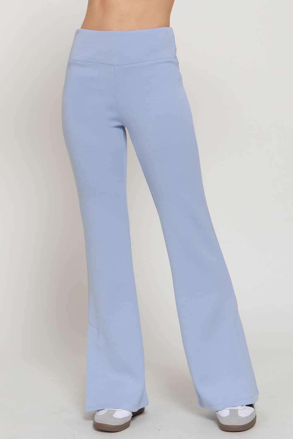 Flare Soft Modal Scuba Pants with Waistband & Bottom Slits