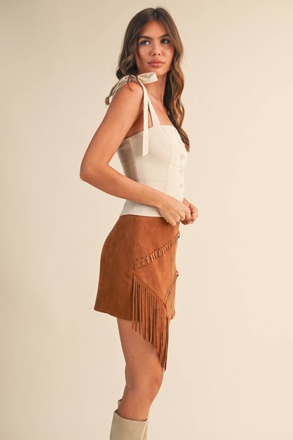 Stretchy Linen Button Down Tie Strap Top