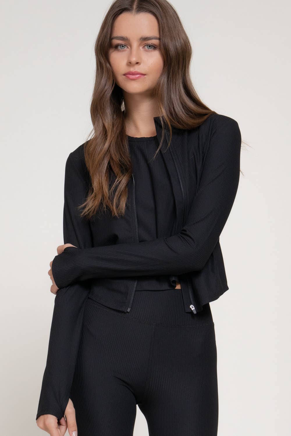 Long Sleeve Workout Jacket with Side Seam Detail