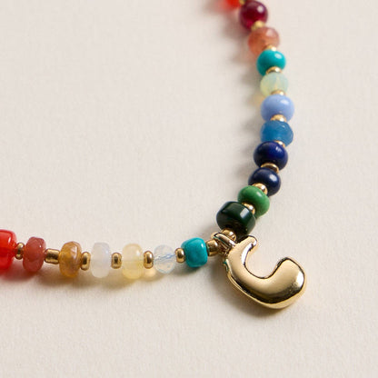 Vibrant Beaded Necklaces with Gold Initial Charm