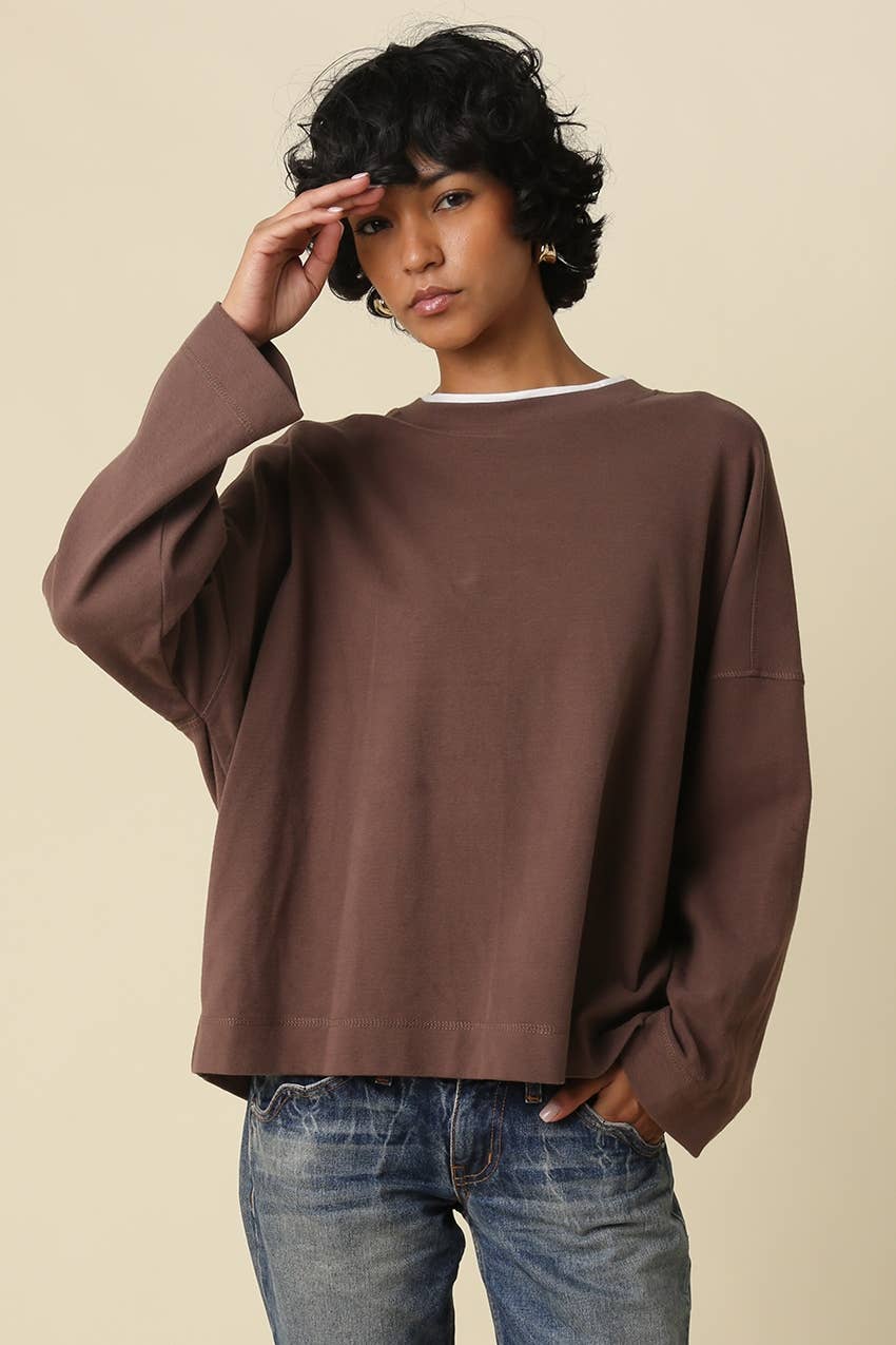 Jamie Contrast Round Neck Knit Top