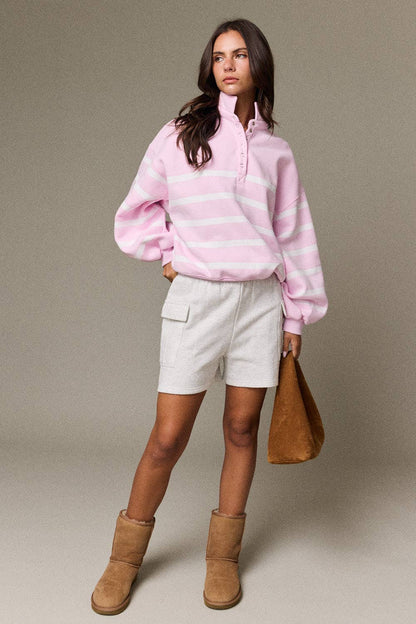 Addison Striped Snap Button Pullover