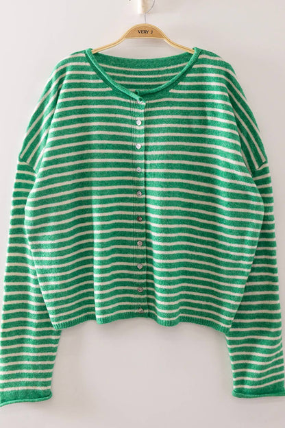 Becky Button Stripe Sweater