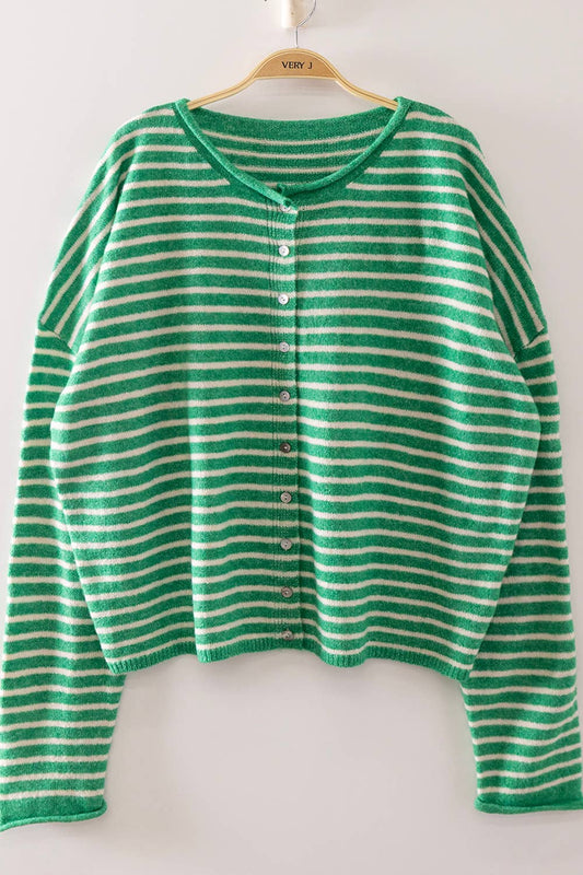 Becky Button Stripe Sweater