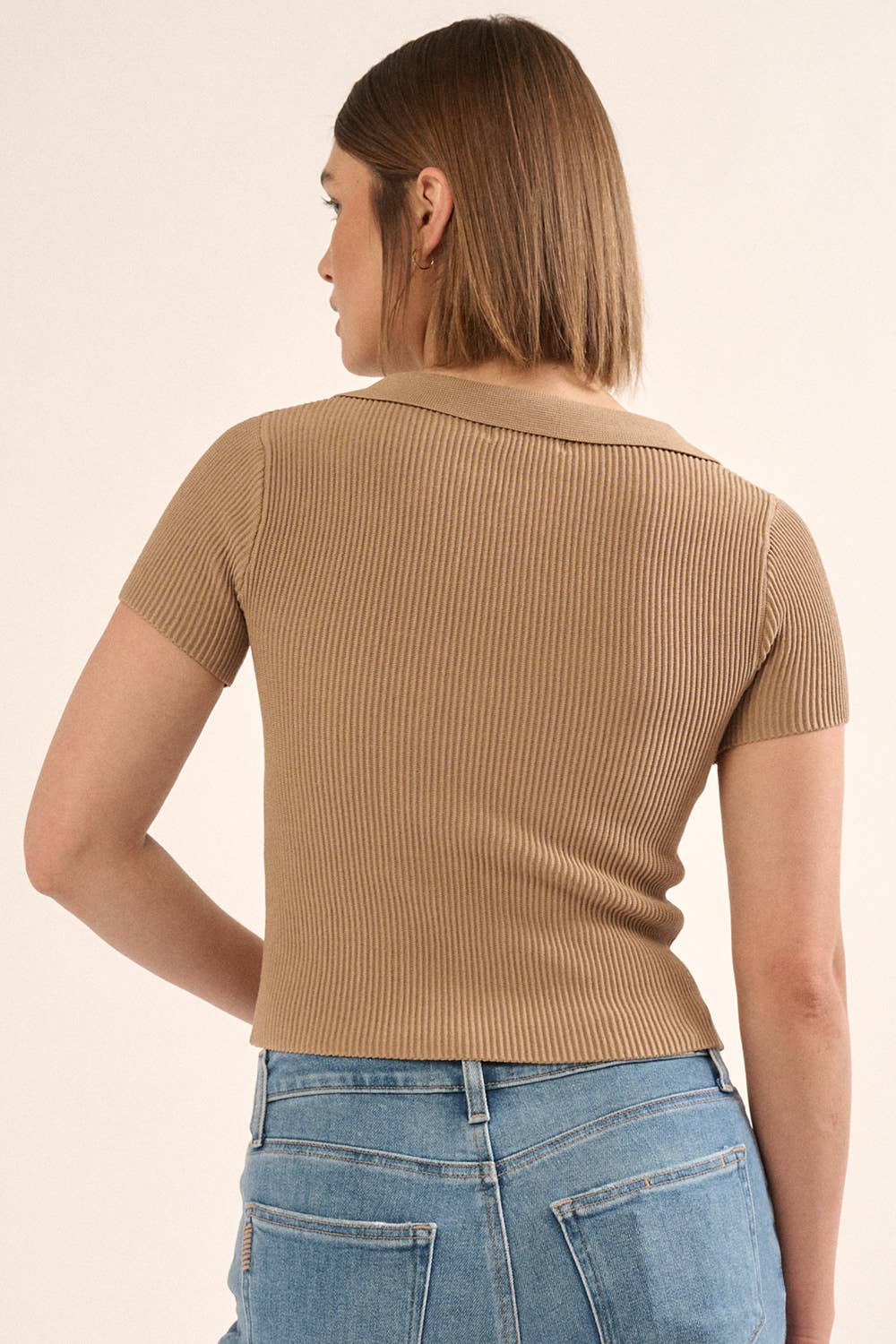 Shaper Fit Collar Neck Short Sleeve Rib Shirt