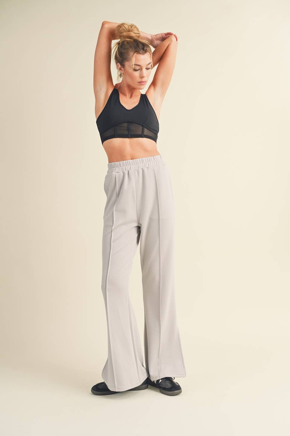 Wide Leg Scuba Pants with Side Slit