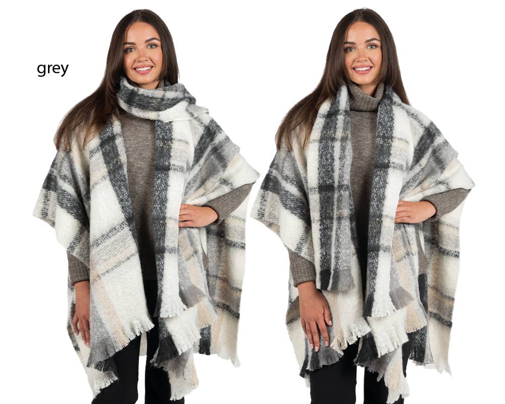 Boucle Plaid Scarf Shawl