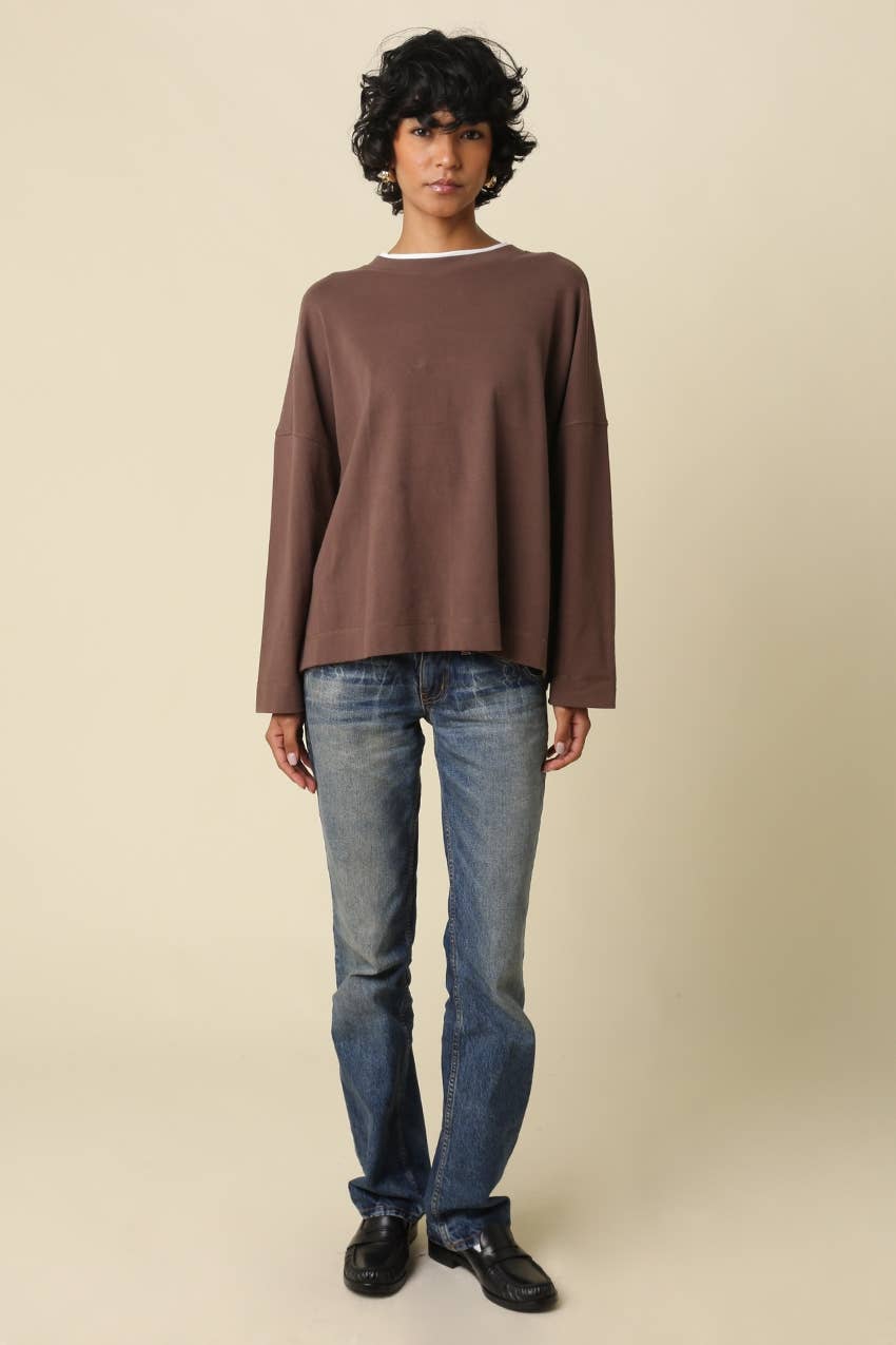 Jamie Contrast Round Neck Knit Top