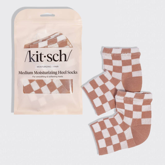 Medium Moisturizing Heel Socks - Terracotta Checker