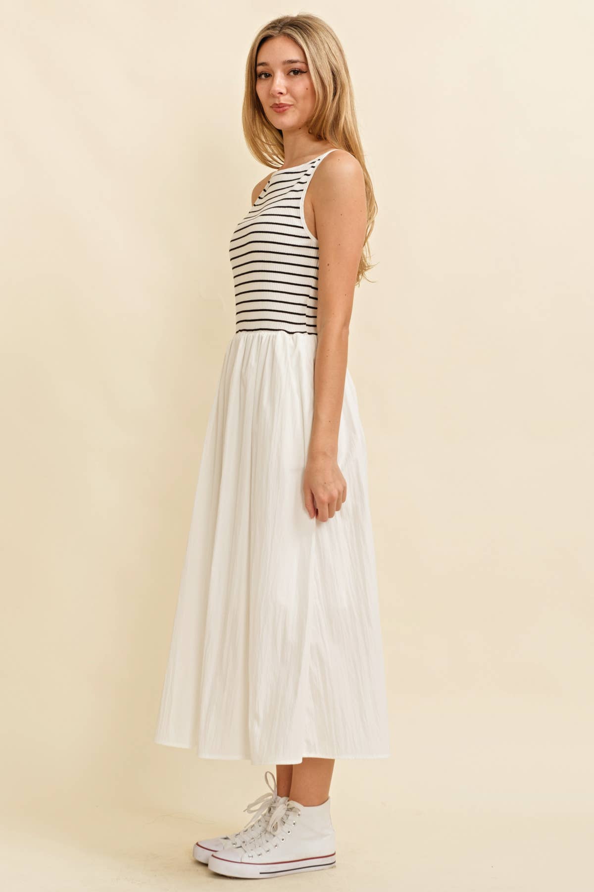 Drop Waist Stripe Maxi Dress