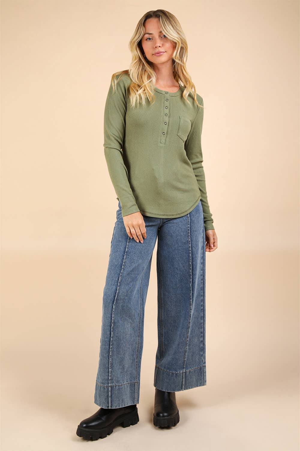 Soft Brushed Solid Knit Casual Top