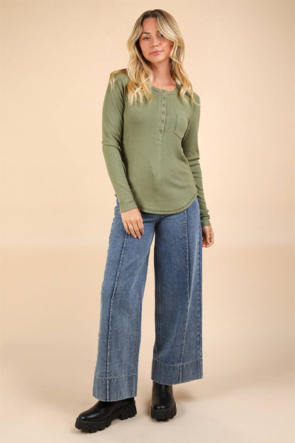Soft Brushed Solid Knit Casual Top