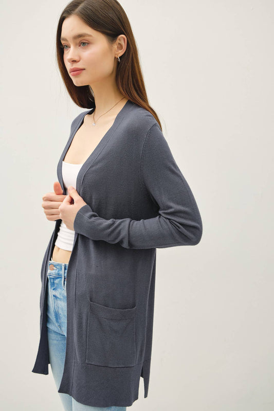 Viscose Open Front Essential Cardigan