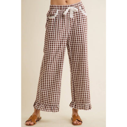 Gingham Ruffled Pull on Pant