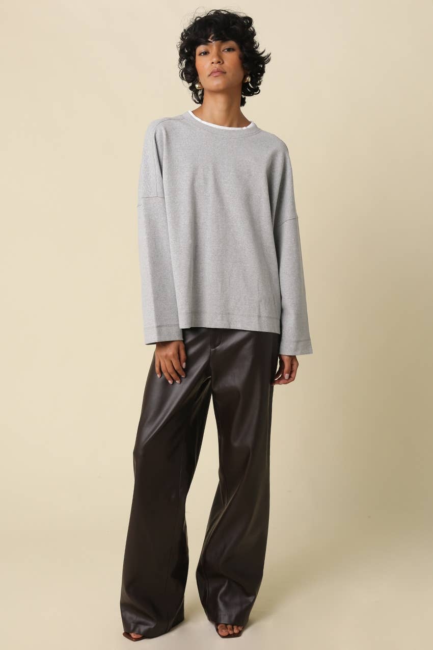 Jamie Contrast Round Neck Knit Top