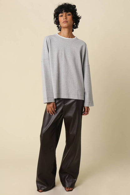 Jamie Contrast Round Neck Knit Top