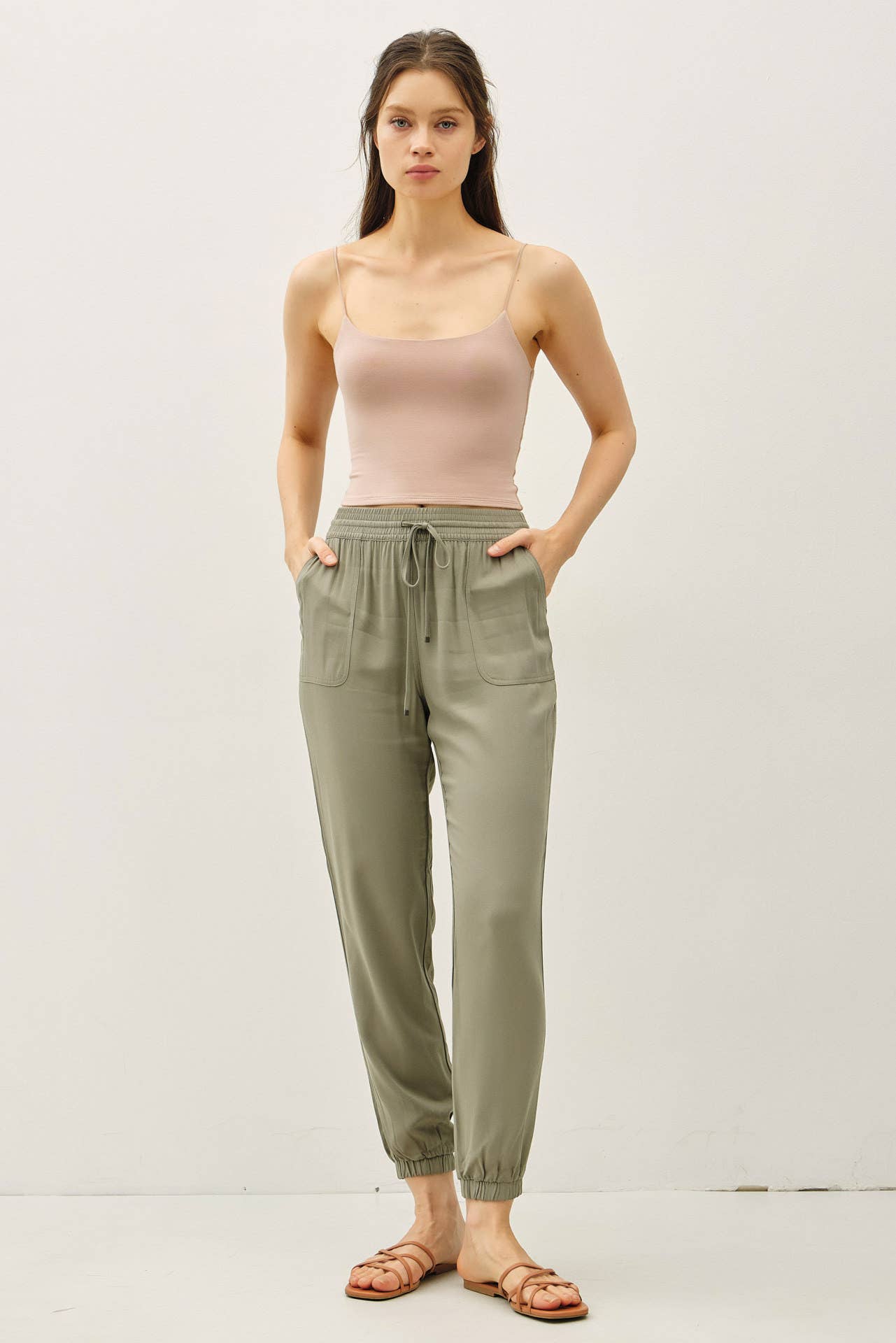 High Rise Elastic Drawstring Jogger Pants