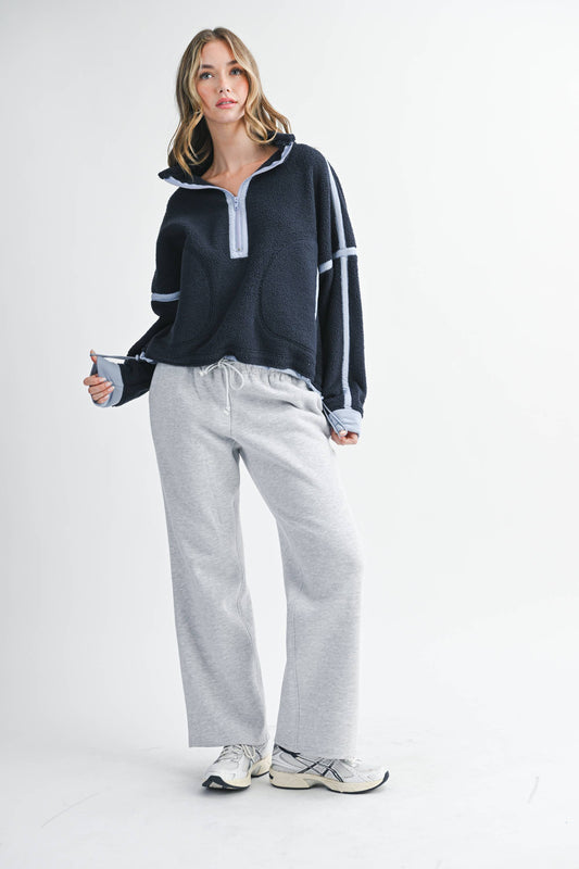 Contrast Trim Fleece Half-Zip