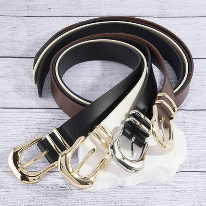 Wide Pu Belt With Organic Asymmetric Buckle