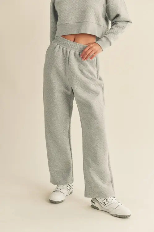 High Waist Quilted Wide Leg Pant