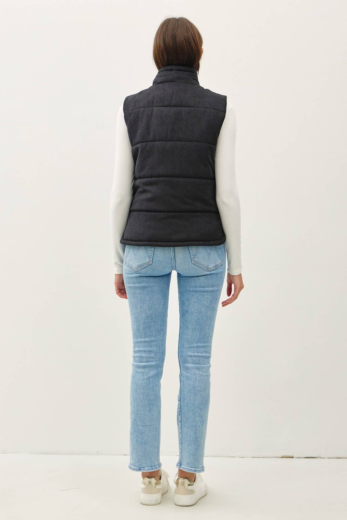 Suede-Like Puffer Vest