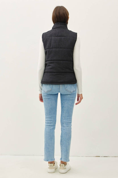 Suede-Like Puffer Vest