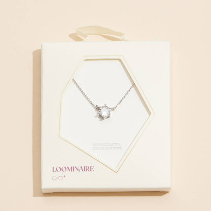 Cubic Zirconia Stone Charm Necklace