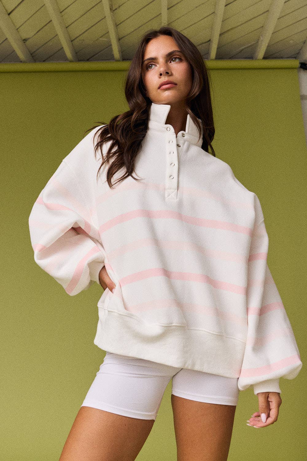 Addison Multi Color Stripe Snap Button Pullover