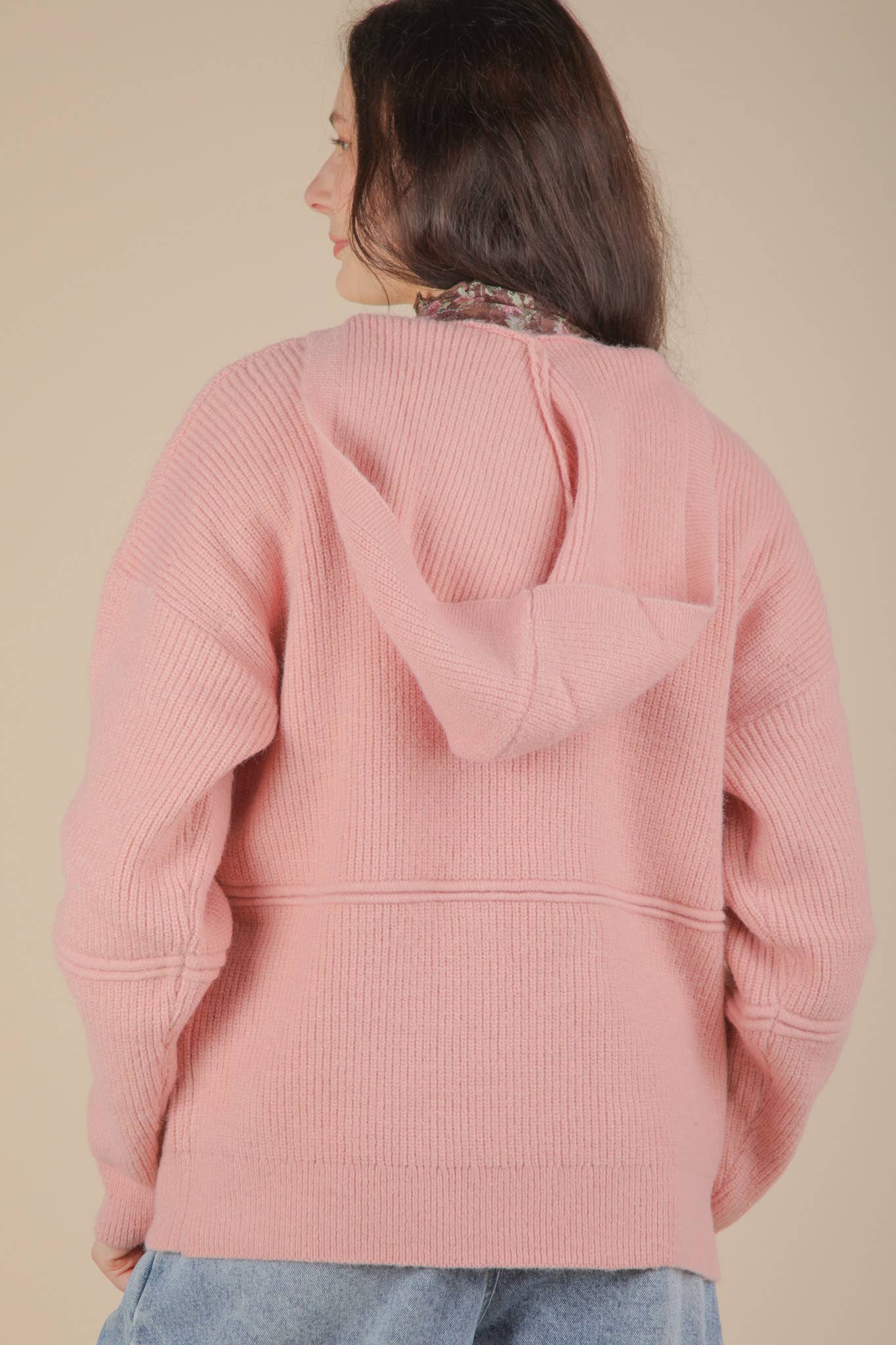 Cozy Oversized Knit Sweater Hoodie Top