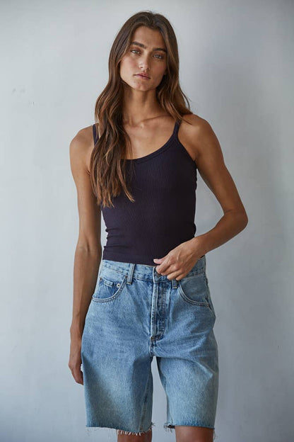 Seamless Ribbed Tank with Inner Padded Lining
