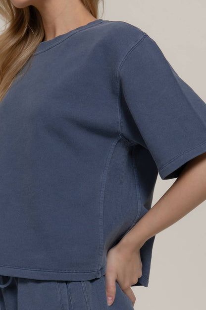 Hort Dolman Sleeve Garment Washed Terry Top