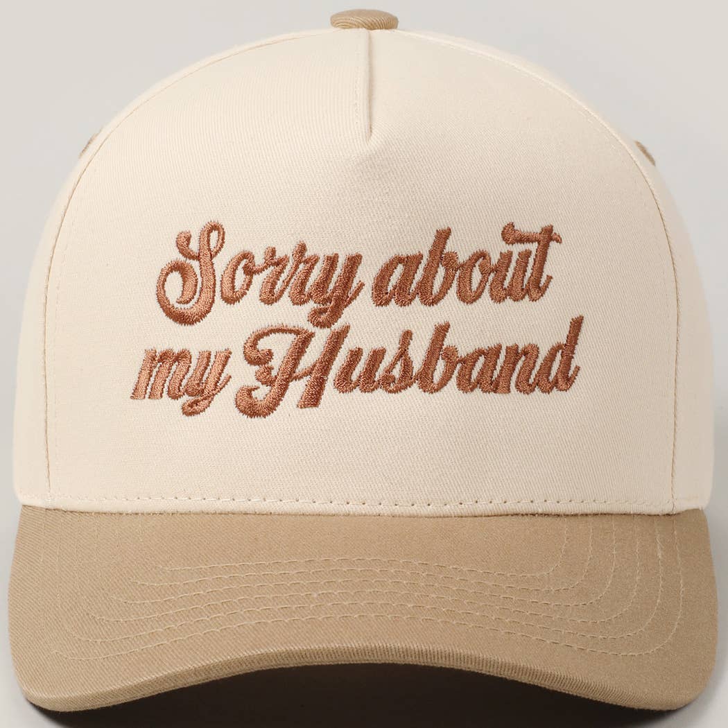 Sorry About My Wife Embroidery Two-Tone Canvas Cap