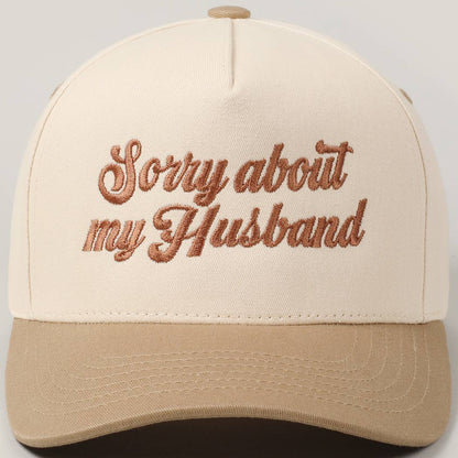 Sorry About My Wife Embroidery Two-Tone Canvas Cap