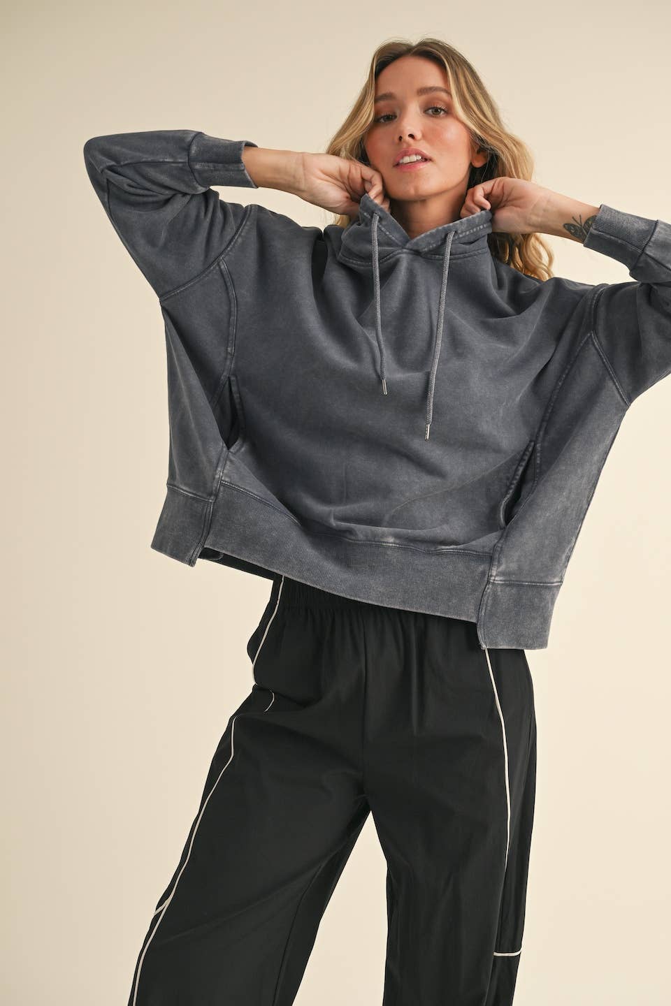 Mineral Wash Oversized Pullover Hoodie