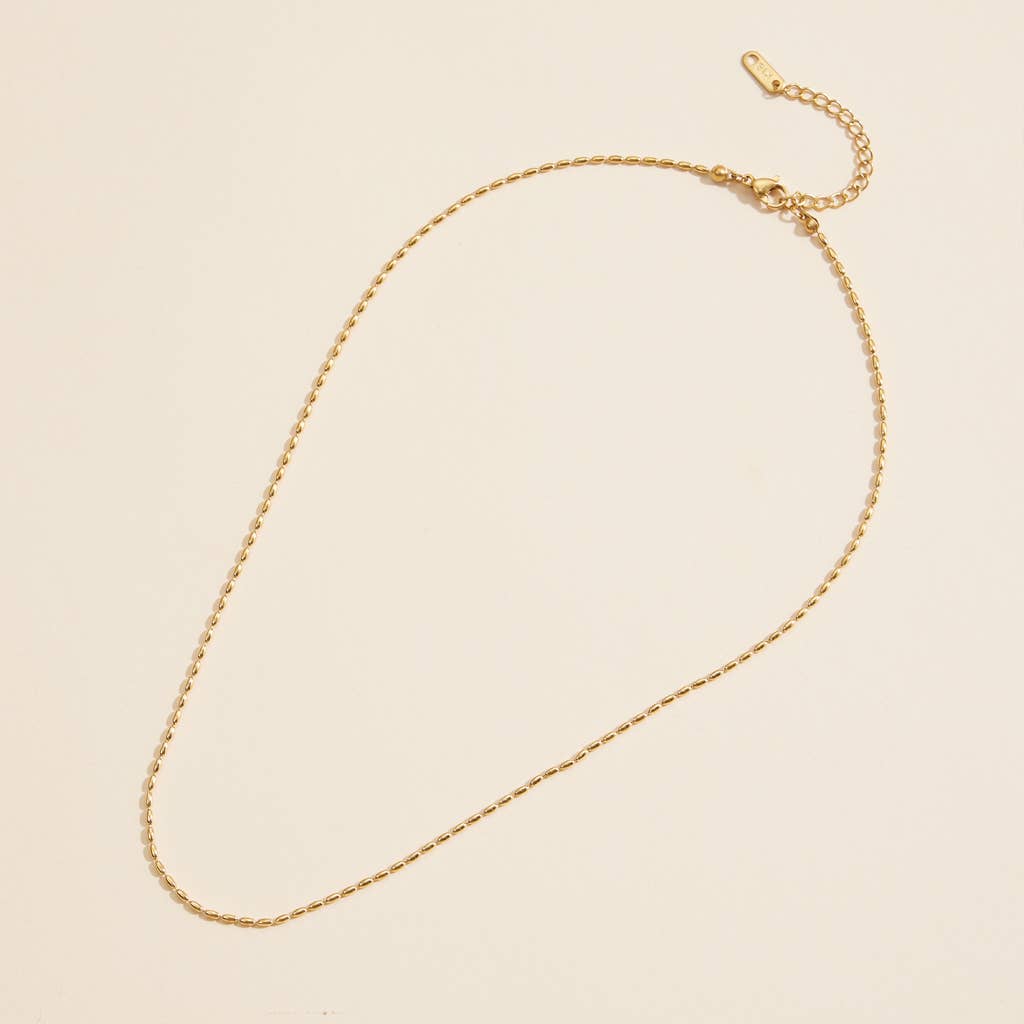Oval Beads Linked 18K Gold Dip Stainless Steel Necklace: Gold